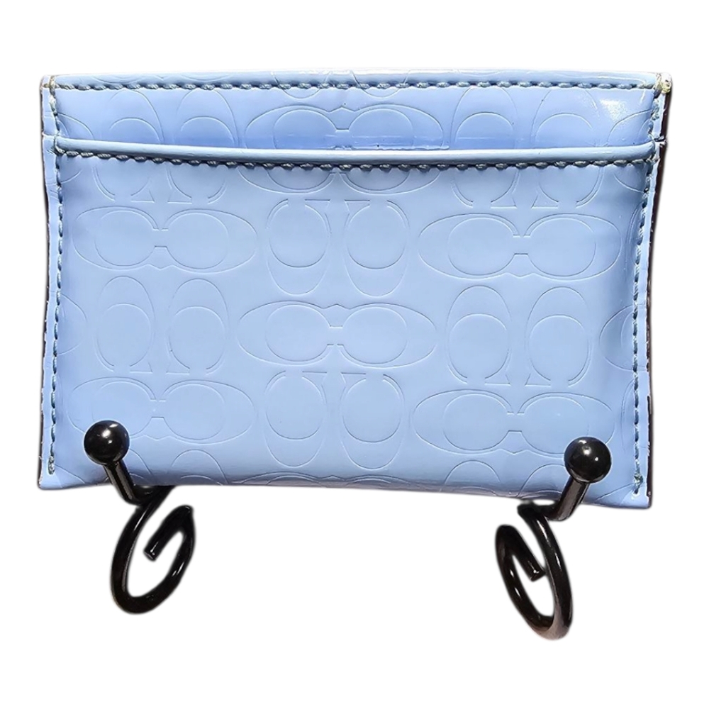 COACH Light Blue Embossed Card Holder - Picture 2 of 7